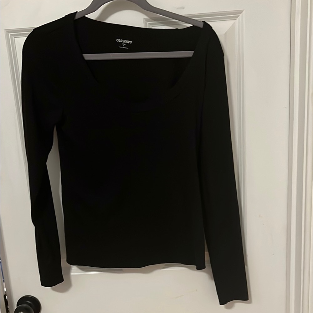 Old Navy Black Fitted Long Sleeve Blouse